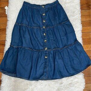 Live 4 Truth Denim Button-Front Blue A-Line Skirt